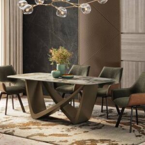 Paloma 6 Seater Spanish Ceramic Dining Table With Set Of 6 Casey Swivel Dining Chairs